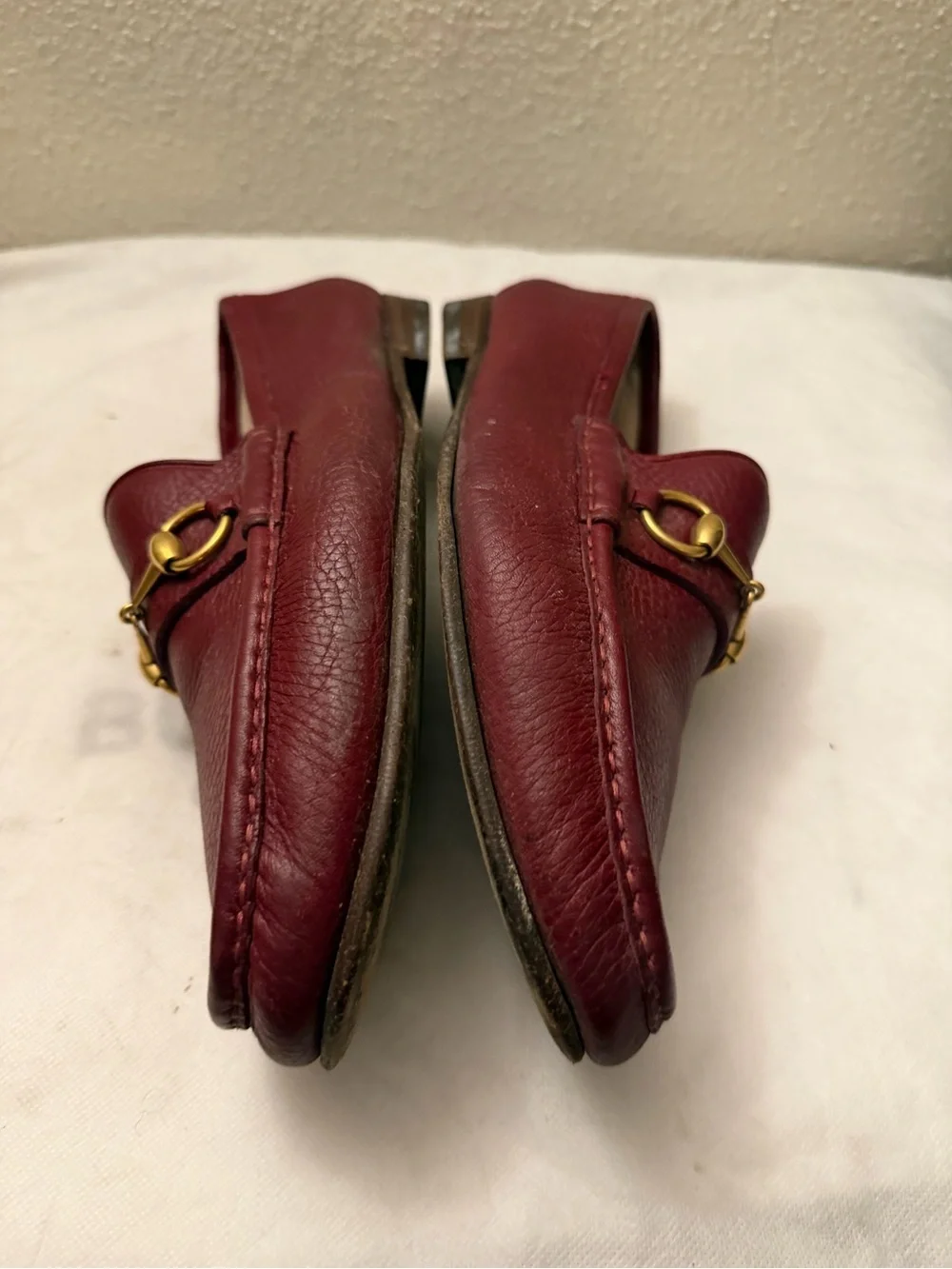 Gucci Burgundy Leather Horsebit Loafers, pre-owned, gently used,SZ10